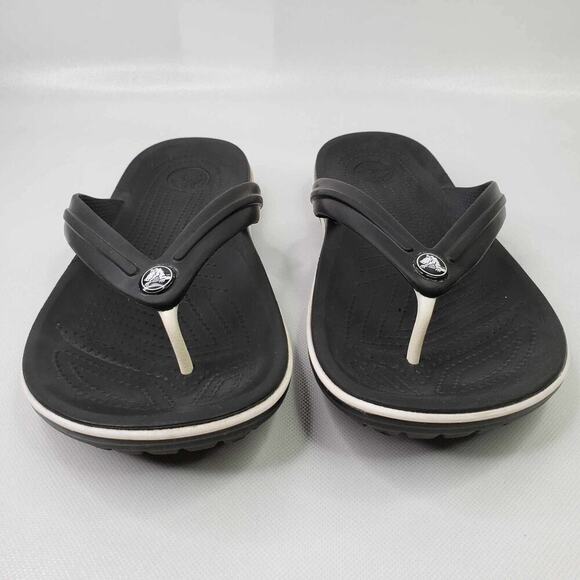 Crocs Crocband Sandals Flip Flops Womens Size 11 Mens 9 Black Comfort Thong - Picture 2 of 7